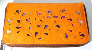 Alice Angevin, Les Sacs à M'Alice Porte-Monnaie 19 zippée orange dentelle