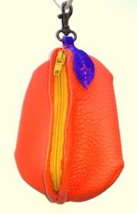 Alice Angevin, Les Sacs à M'Alice Porte-monnaie poire orange et bleu nuit