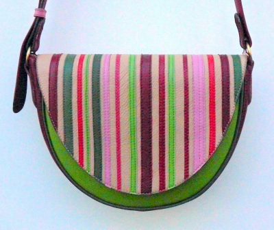 Alice Angevin, Les Sacs à M'Alice Sac à Main Gibecière T1 Pottoka bandes de cuir rayé