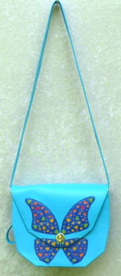Alice Angevin, Les Sacs à M'Alice Sac à Main Gibecière T1 Pottoka turquoise papillon