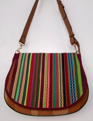 Alice Angevin, Les Sacs à M'Alice Sac à Main Gibecière T2 beiges rayé rouge devant