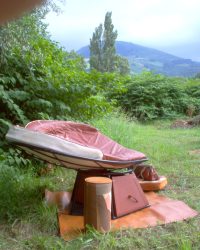 Alice Angevin, L'Atelier des Sacs à M'Alice, Concours 2005 Les Artisans parlent d'Amour, Nîmagine, loveuse coeur veaux fauves yeux pétales nubuck Carriat structure forgée tiroir, coté