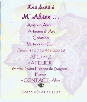 Alice Angevin, Les Sacs à M'Alice 2007 Programme