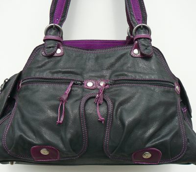 Alice Angevin, Les Sacs à M'Alice Bagage à main Sac Sellier noir glossis veau prune