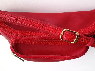 Alice Angevin, Les Sacs à M'Alice, Banane T2 Veau Tresse rouge vue dessus