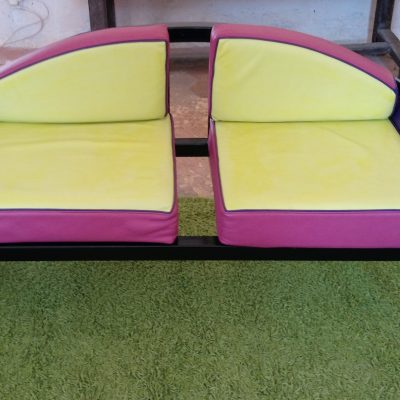 Alice Angevin, Les Sacs à M'Alice Banquette basse deux place anis violet vieux rose Gracia cuirs