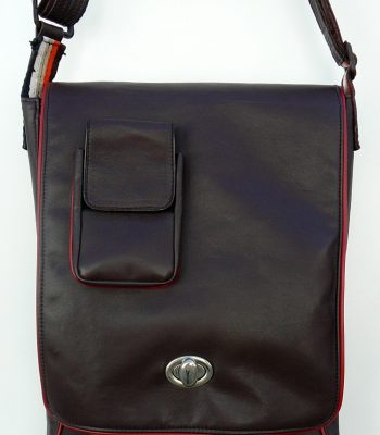 Alice Angevin, Les Sacs à M'Alice Besace A4 moka galons fauve, étui portable