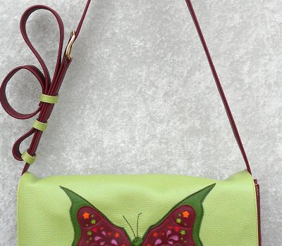 Alice Angevin, Les Sacs à M'Alice Besace Vachette Myltan grainée anis, papillon