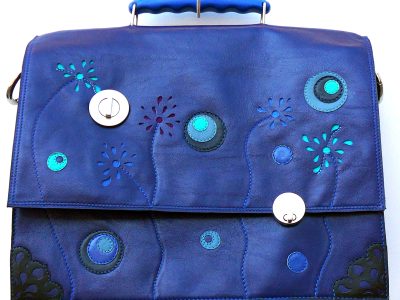 Alice Angevin, Les Sacs à M'Alice Cartable Veau bleu nuit 34x26,5x12