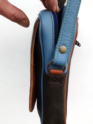 Alice Angevin, Les Sacs à M'Alice Coque à Portable bandoulière Moka,gold,bleu, coté