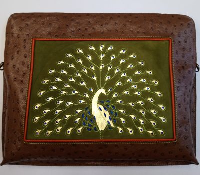Alice Angevin, Les Sacs à M'Alice Housse à PC Portable Chevreau autruche Marron Paon