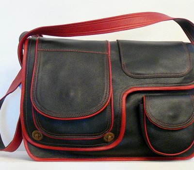 Alice Angevin, Les Sacs à M'Alice Housse à PC Portable Herria noir grainé galon fauve