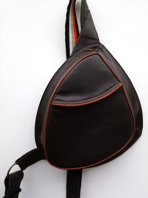 Alice Angevin, Les Sacs à M'Alice Sac Holster T2 Marron galonné cognac