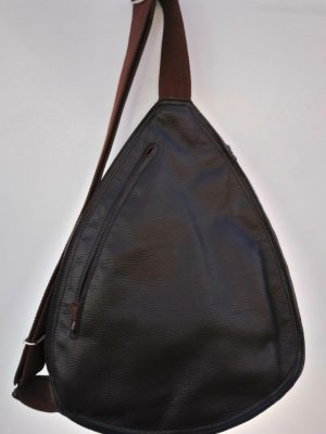 Alice Angevin, Les Sacs à M'Alice Sac Holster T3 Moka,bordé bleu,dos