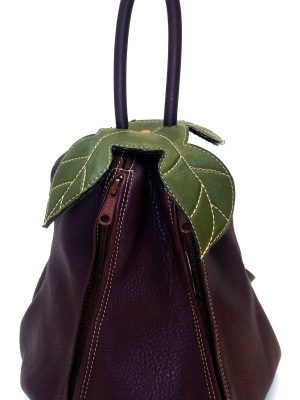 Alice Angevin, Les Sacs à M'Alice Sac à Dos Poire, Veau grainé Prune, devant