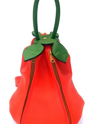 Alice Angevin, Les Sacs à M'Alice Sac à Dos Poire, Veau grainé orange, devant