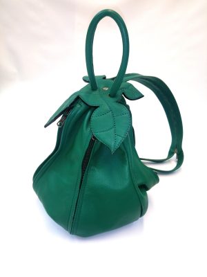 Alice Angevin, Les Sacs à M'Alice Sac à Dos Poire, vachette vert franc mat, coté