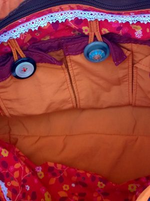 Alice Angevin, Les Sacs à M'Alice Sac à Main Champlan Orange Poignées bleu, doublure D