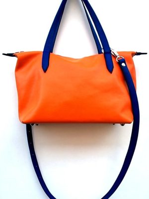 Alice Angevin, Les Sacs à M'Alice Sac à Main Champlan Orange Poignées bleu