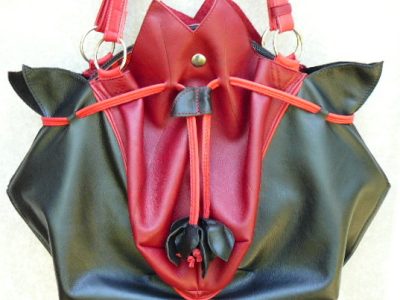Alice Angevin, Les Sacs à M'Alice Sac à Main Coeur de Lotus Noir et Rouge (47x30x14)