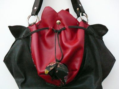 Alice Angevin, Les Sacs à M'Alice Sac à Main Coeur de Lotus Noir et Rouge (47x30x14)3