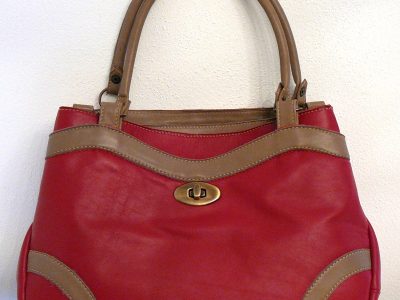Alice Angevin, Les Sacs à M'Alice Sac à Main Donibane Ocos Rouge bandes beiges