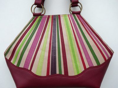 Alice Angevin, Les Sacs à M'Alice Sac à Main Elegant Bandes de cuirs parées, bordeaux, olive