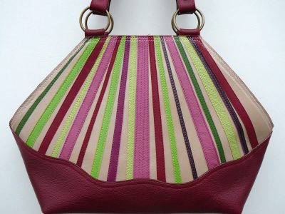 Alice Angevin, Les Sacs à M'Alice Sac à Main Elegant Bandes de cuirs parées, rouge