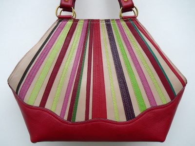 Alice Angevin, Les Sacs à M'Alice Sac à Main Elegant Bandes de cuirs parées, rouge, violine