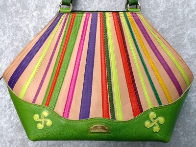 Alice Angevin, Les Sacs à M'Alice Sac à Main Elegant Bandes de cuirs parées,anis