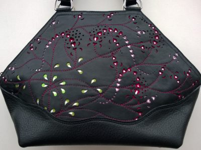 Alice Angevin, Les Sacs à M'Alice Sac à Main Elegant Dentelles de cuir noir 1 griotte et nacré