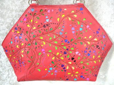 Alice Angevin, Les Sacs à M'Alice Sac à Main Elégant Dentelles de cuir rouge Framboise