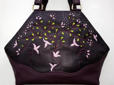 Alice Angevin, Les Sacs à M'Alice Sac à Main Elégant Dentelles de cuir rouge Prune