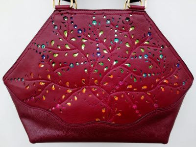Alice Angevin, Les Sacs à M'Alice Sac à Main Elégant Dentelles de cuir rouge bordeaux