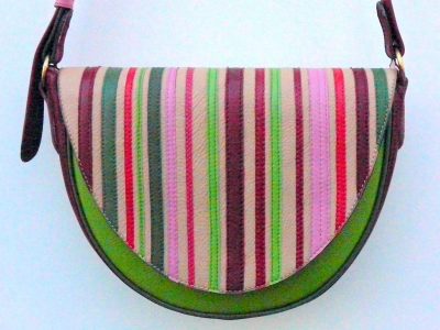 Alice Angevin, Les Sacs à M'Alice Sac à Main Gibecière T1 Pottoka bandes de cuir rayé
