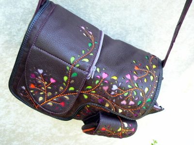 Alice Angevin, Les Sacs à M'Alice Sac à Main Herria Dentelles,cuir de renne prune