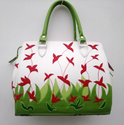 Alice Angevin, Les Sacs à M'Alice, Sac à Main Kéko Fleurs rouges, devant