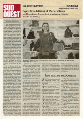 Alice Angevin, Les Sacs à M'Alice 2000 Article Presse Sud Ouest