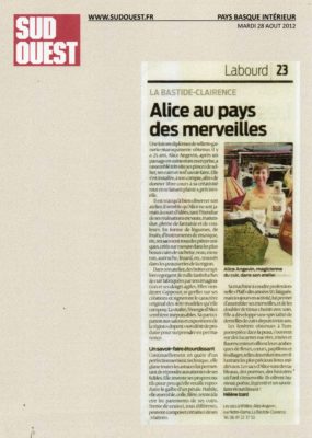Alice Angevin, Les Sacs à M'Alice 2012 Article Presse Sud-Ouest