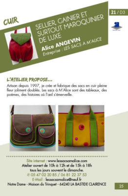 Alice Angevin, Les Sacs à M'Alice 2015 Carnet de Route