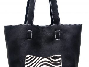 A.A.Les Sacs à M'Alice Sac à Main Cabas Mom Noir Zèbré couture