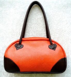 Sac à Main Tendance orange grainé, marron,A. A,Les Sacs à M'Alice