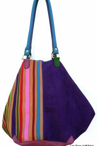 Alice Angevin, Les Sacs à M'Alice Sac à Main Baluchon rayés et nubuck Carriat cassis